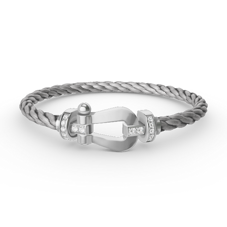 [LUXE]FORCE PULSERA DE MEDIO DIAMANTE CON HERRADURA GRANDE EN PLATA