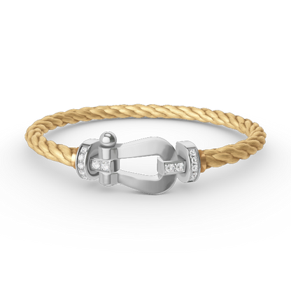 [LUXE]FORCE PULSERA DE MEDIO DIAMANTE CON HERRADURA GRANDE EN PLATA