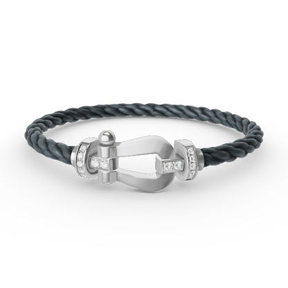 [LUXE]FORCE PULSERA DE MEDIO DIAMANTE CON HERRADURA GRANDE EN PLATA