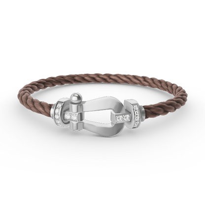 [LUXE]FORCE PULSERA DE MEDIO DIAMANTE CON HERRADURA GRANDE EN PLATA