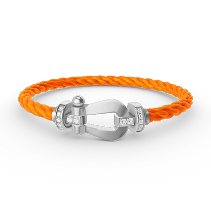 [LUXE]FORCE PULSERA DE MEDIO DIAMANTE CON HERRADURA GRANDE EN PLATA