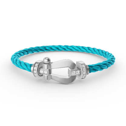 [LUXE]FORCE PULSERA DE MEDIO DIAMANTE CON HERRADURA GRANDE EN PLATA
