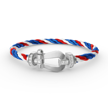 [LUXE]FORCE PULSERA DE MEDIO DIAMANTE CON HERRADURA GRANDE EN PLATA
