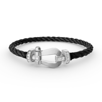 [LUXE]FORCE PULSERA DE MEDIO DIAMANTE CON HERRADURA GRANDE EN PLATA