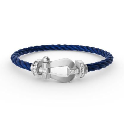 [LUXE]FORCE PULSERA DE MEDIO DIAMANTE CON HERRADURA GRANDE EN PLATA