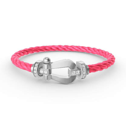 [LUXE]FORCE PULSERA DE MEDIO DIAMANTE CON HERRADURA GRANDE EN PLATA