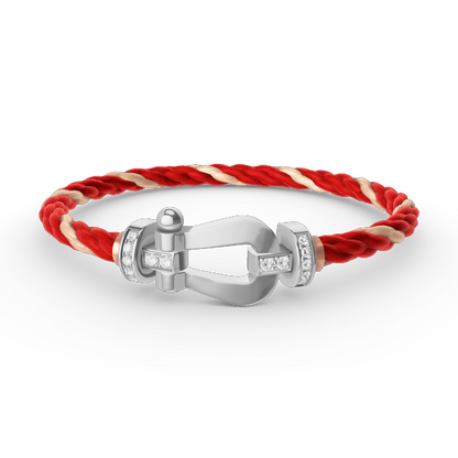 [LUXE]FORCE PULSERA DE MEDIO DIAMANTE CON HERRADURA GRANDE EN PLATA
