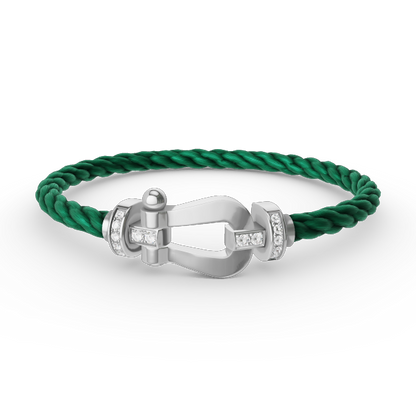 [LUXE]FORCE PULSERA DE MEDIO DIAMANTE CON HERRADURA GRANDE EN PLATA
