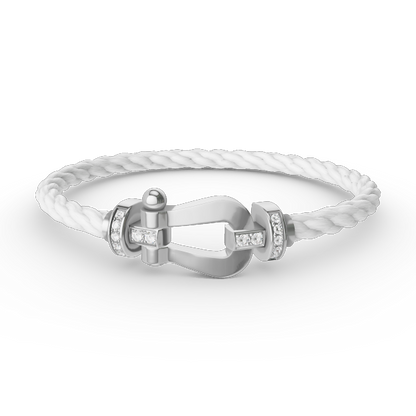 [LUXE]FORCE PULSERA DE MEDIO DIAMANTE CON HERRADURA GRANDE EN PLATA