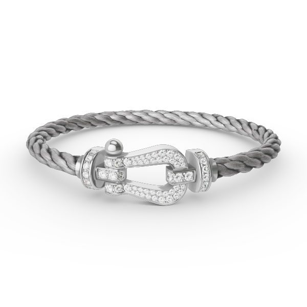 [LUXE]FORCE PULSERA DE HERRADURA GRANDE CON DIAMANTES EN PLATA