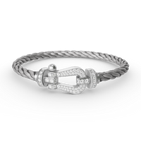 [LUXE]FORCE PULSERA DE HERRADURA GRANDE CON DIAMANTES EN PLATA