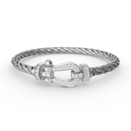 [LUXE]FORCE PULSERA DE HERRADURA GRANDE CON DIAMANTES EN PLATA