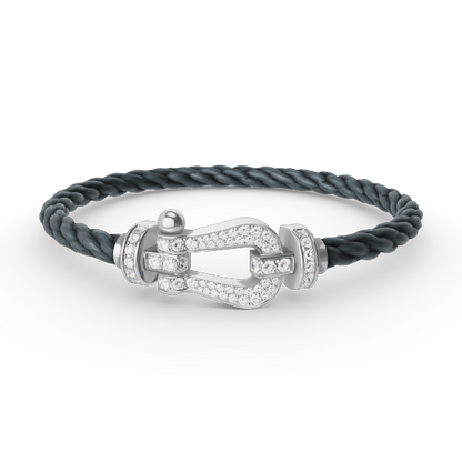 [LUXE]FORCE PULSERA DE HERRADURA GRANDE CON DIAMANTES EN PLATA