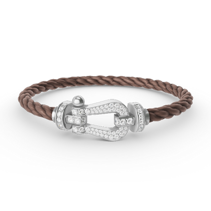 [LUXE]FORCE PULSERA DE HERRADURA GRANDE CON DIAMANTES EN PLATA