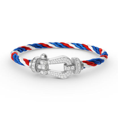 [LUXE]FORCE PULSERA DE HERRADURA GRANDE CON DIAMANTES EN PLATA