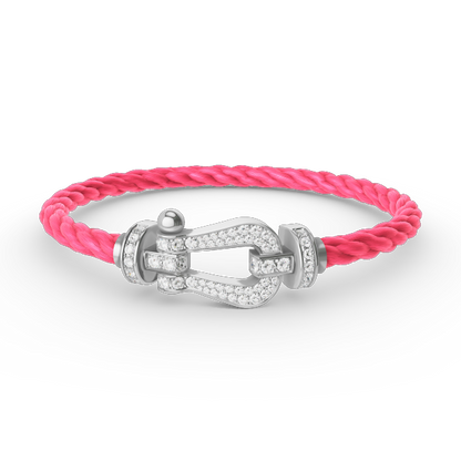 [LUXE]FORCE PULSERA DE HERRADURA GRANDE CON DIAMANTES EN PLATA