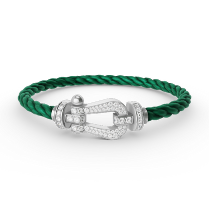 [LUXE]FORCE PULSERA DE HERRADURA GRANDE CON DIAMANTES EN PLATA