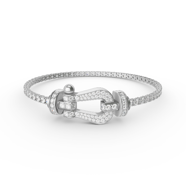 [LUXE]FORCE PULSERA DE TENIS CON DIAMANTES Y HERRADURA GRANDE 