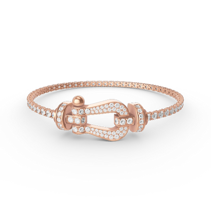 [LUXE]FORCE PULSERA DE TENIS CON DIAMANTES Y HERRADURA GRANDE 